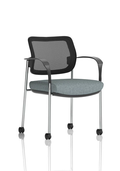 Brunswick Medium Back Visitor Office Chair with Fixed Arms with Castors - Mesh or Fabric - Multiple Colour Choices