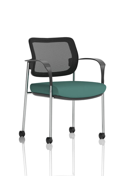 Brunswick Medium Back Visitor Office Chair with Fixed Arms with Castors - Mesh or Fabric - Multiple Colour Choices