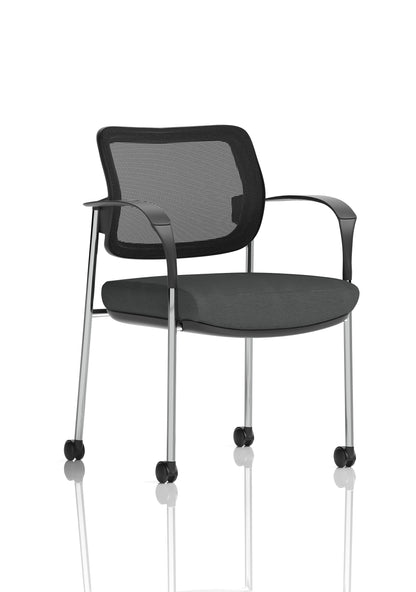 Brunswick Medium Back Visitor Office Chair with Fixed Arms with Castors - Mesh or Fabric - Multiple Colour Choices