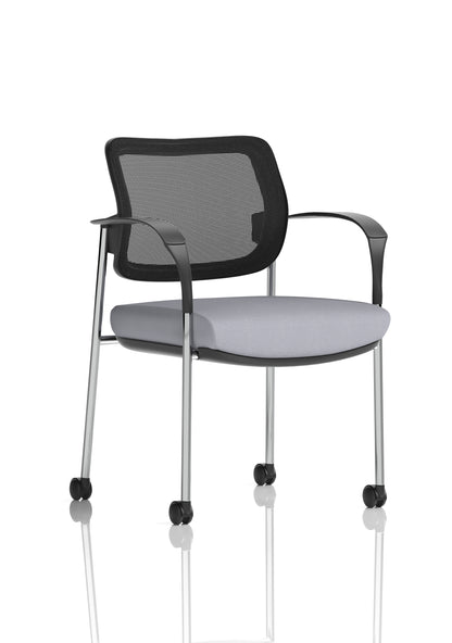 Brunswick Medium Back Visitor Office Chair with Fixed Arms with Castors - Mesh or Fabric - Multiple Colour Choices