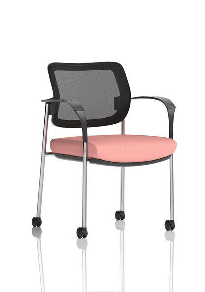 Brunswick Medium Back Visitor Office Chair with Fixed Arms with Castors - Mesh or Fabric - Multiple Colour Choices