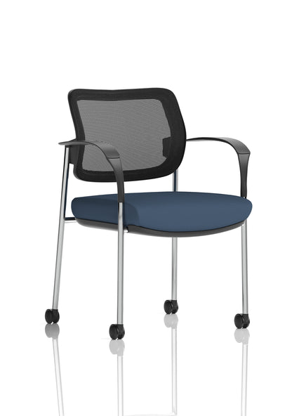 Brunswick Medium Back Visitor Office Chair with Fixed Arms with Castors - Mesh or Fabric - Multiple Colour Choices