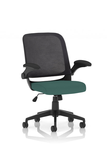 Crew Task Operator Mesh Back and Fabric Seat Chair With Folding Arms - Available in 20 Colour Choices