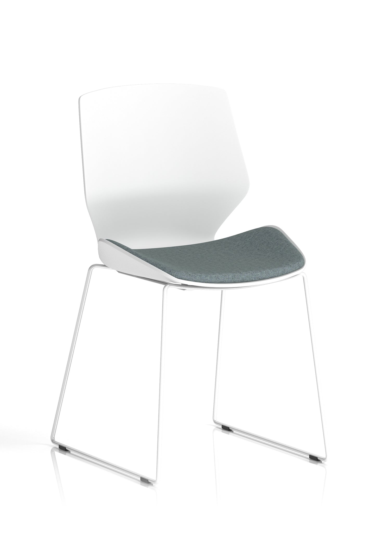 Florence Sled White Plastic Frame with Fabric Seat Visitor Chair - Multiple Fabric Seat Colours Available