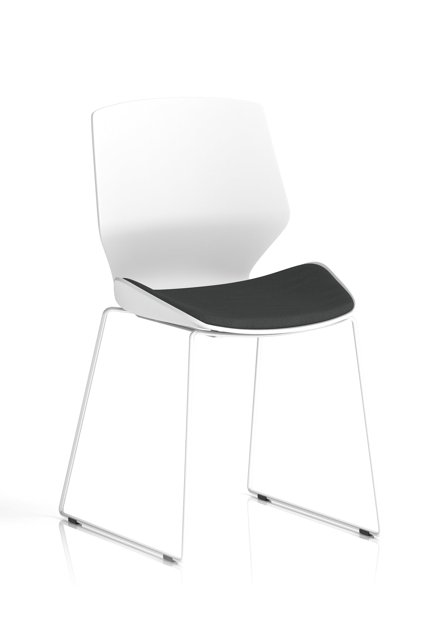 Florence Sled White Plastic Frame with Fabric Seat Visitor Chair - Multiple Fabric Seat Colours Available