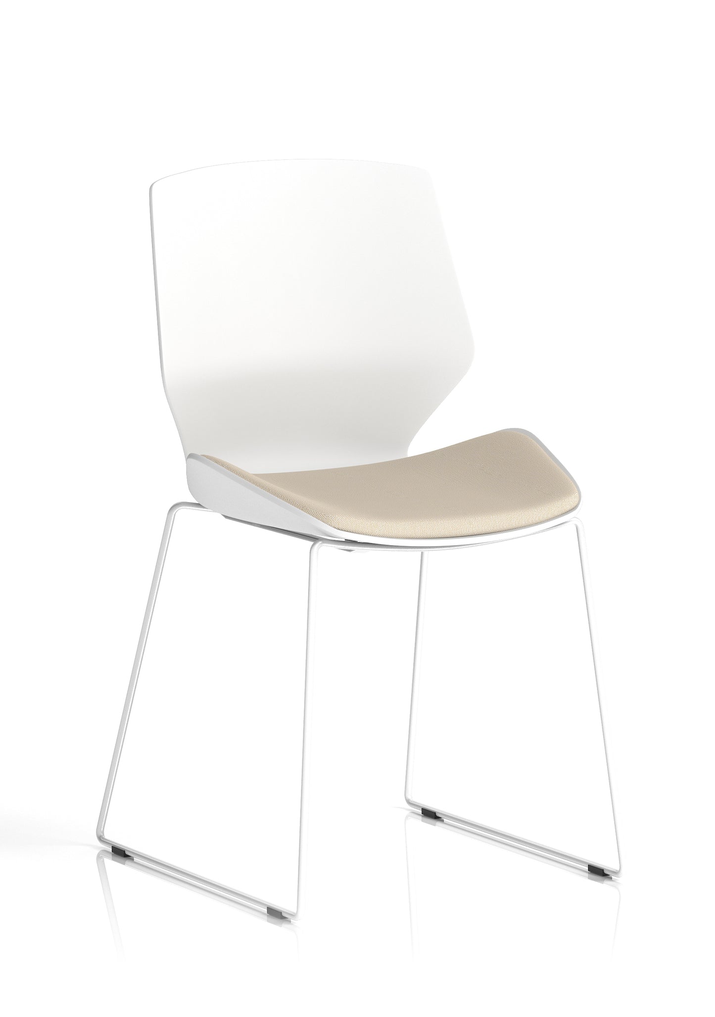 Florence Sled White Plastic Frame with Fabric Seat Visitor Chair - Multiple Fabric Seat Colours Available