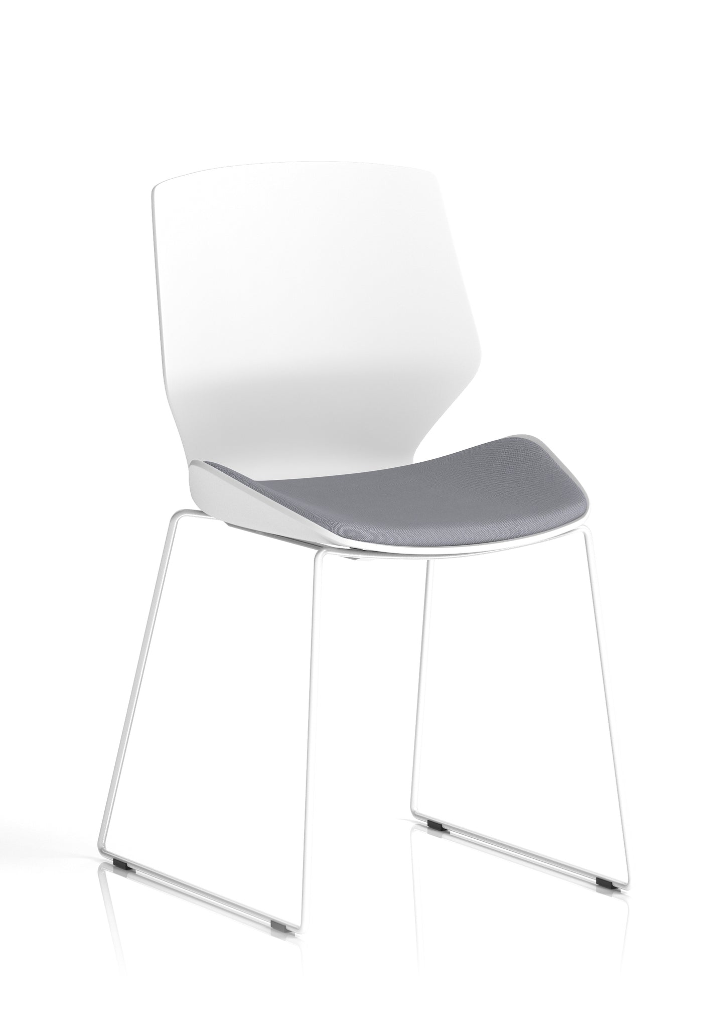 Florence Sled White Plastic Frame with Fabric Seat Visitor Chair - Multiple Fabric Seat Colours Available
