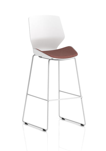 Florence White Frame Fabric Seat High Stool Chair - Available in 20 Colour Choices-