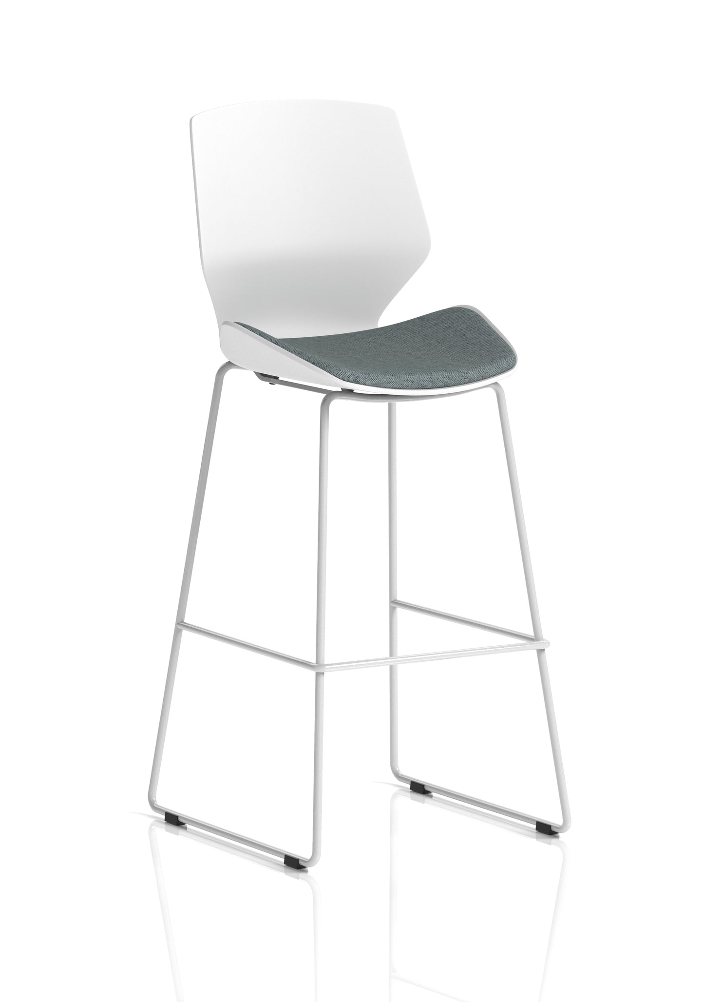 Florence White Frame Fabric Seat High Stool Chair - Available in 20 Colour Choices-