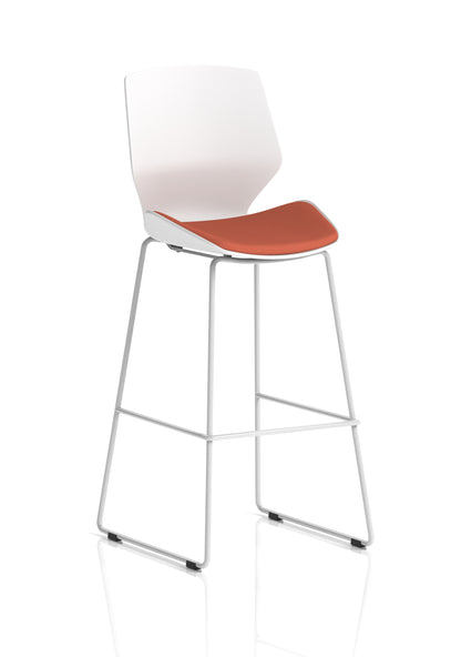 Florence White Frame Fabric Seat High Stool Chair - Available in 20 Colour Choices-