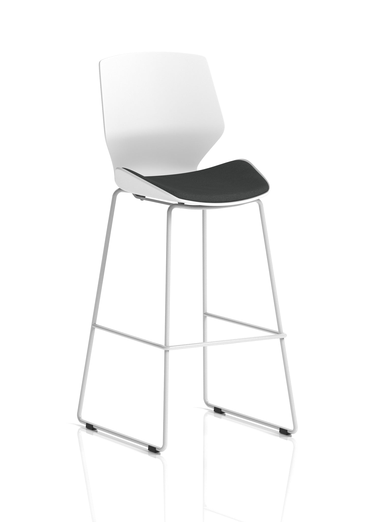 Florence White Frame Fabric Seat High Stool Chair - Available in 20 Colour Choices-