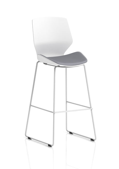 Florence White Frame Fabric Seat High Stool Chair - Available in 20 Colour Choices-