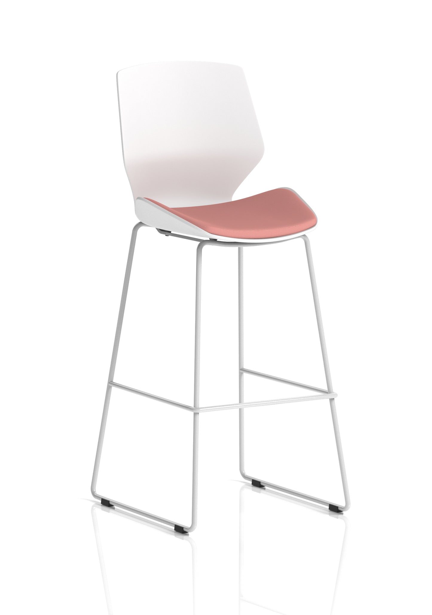 Florence White Frame Fabric Seat High Stool Chair - Available in 20 Colour Choices-