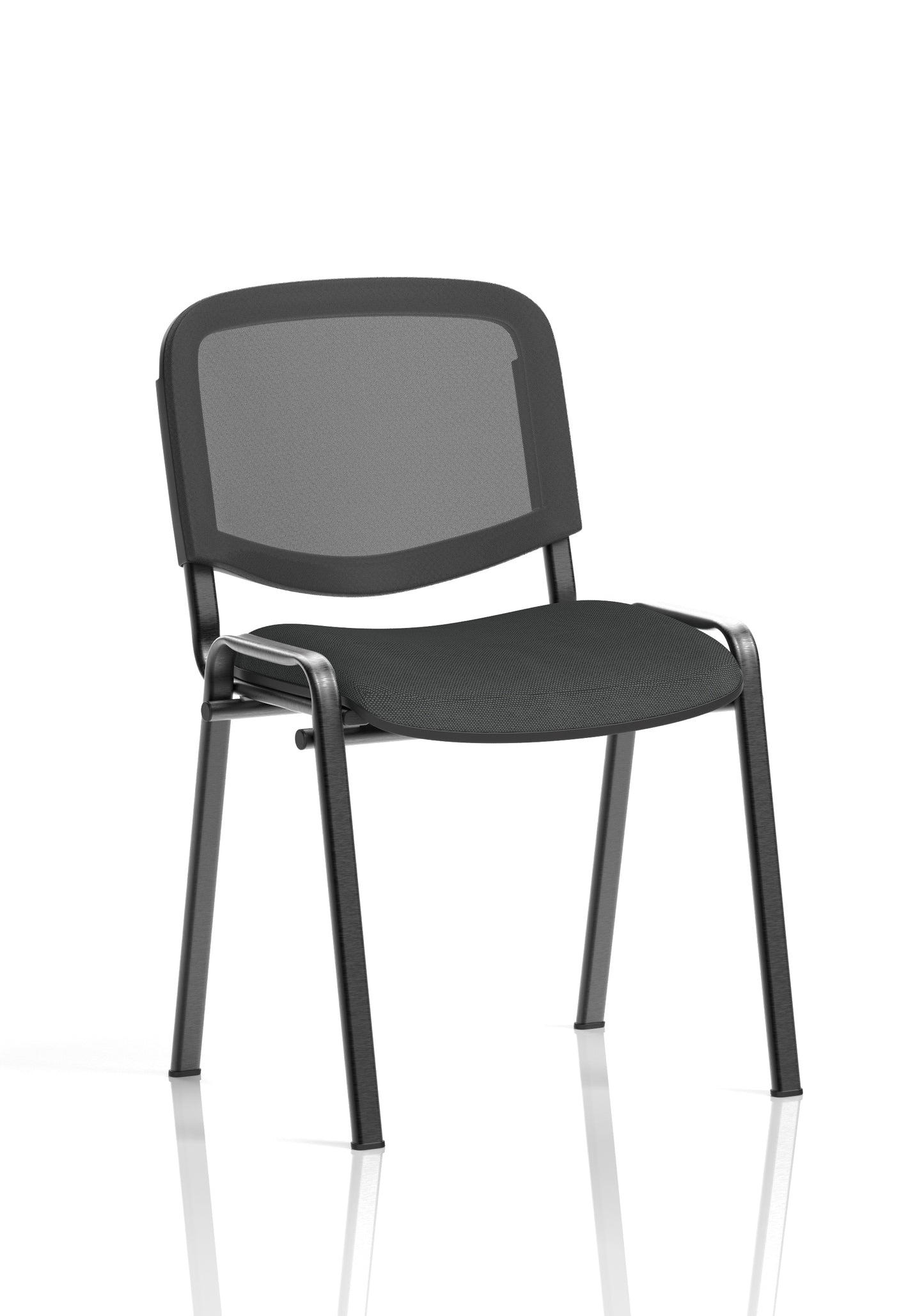 ISO Stacking Fabric/Mesh/Vinyl/Wooden/Plastic Visitor Conference Chair - Black or Chrome Frame - Multiple Seat Colour Options