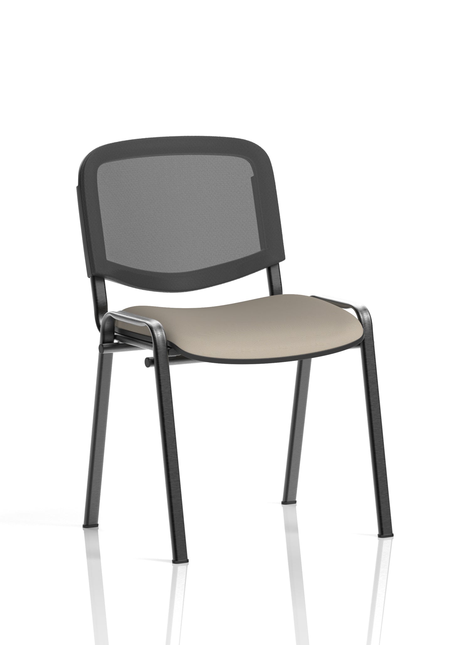 ISO Stacking Fabric/Mesh/Vinyl/Wooden/Plastic Visitor Conference Chair - Black or Chrome Frame - Multiple Seat Colour Options