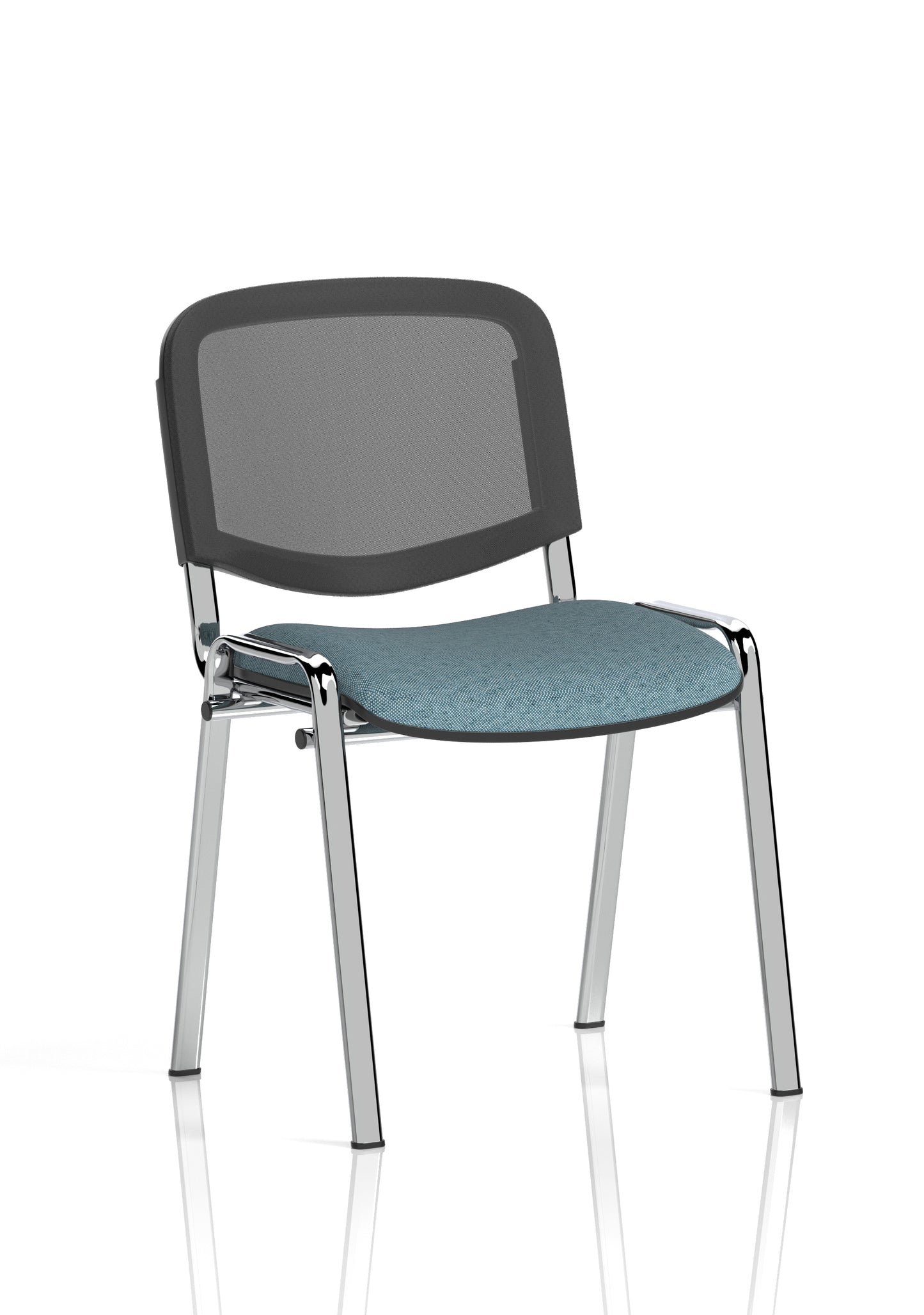 ISO Stacking Fabric/Mesh/Vinyl/Wooden/Plastic Visitor Conference Chair - Black or Chrome Frame - Multiple Seat Colour Options