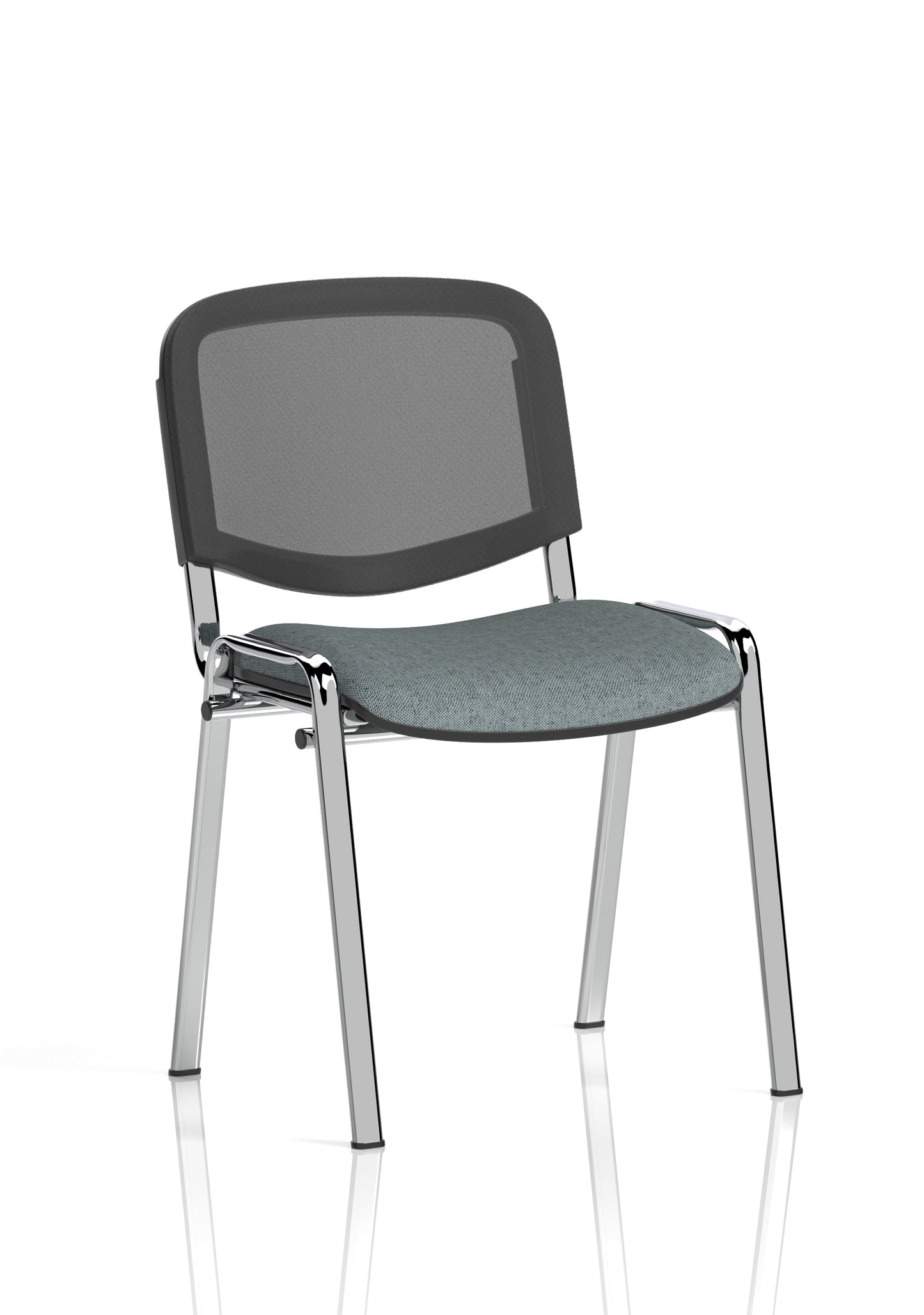 ISO Stacking Fabric/Mesh/Vinyl/Wooden/Plastic Visitor Conference Chair - Black or Chrome Frame - Multiple Seat Colour Options