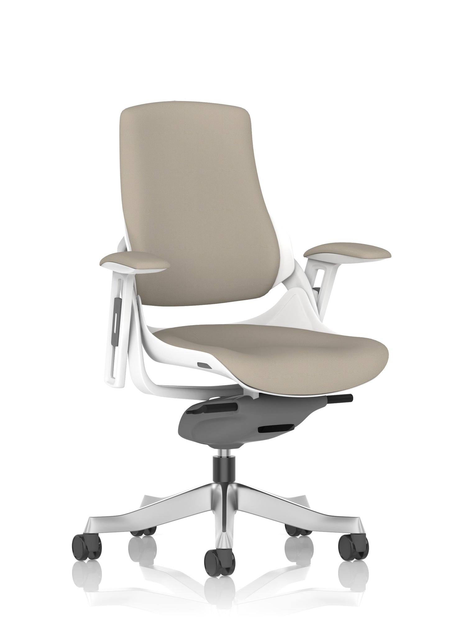 Zure High Back White Shell Fabric Executive Office Chair with Height Adjustable Arms - Multiple Seat Colour Options