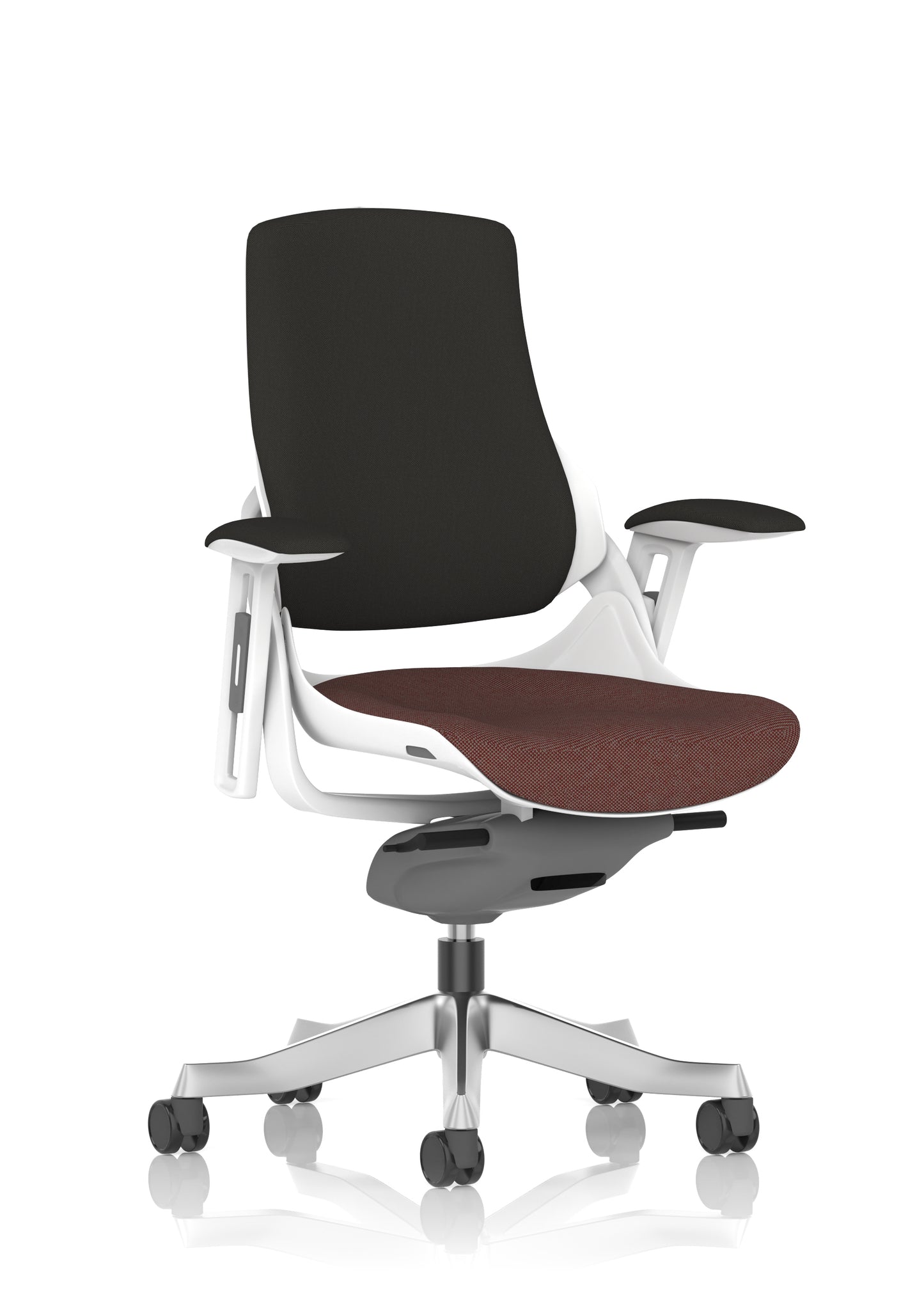 Zure High Back White Shell Fabric Executive Office Chair with Height Adjustable Arms - Multiple Seat Colour Options