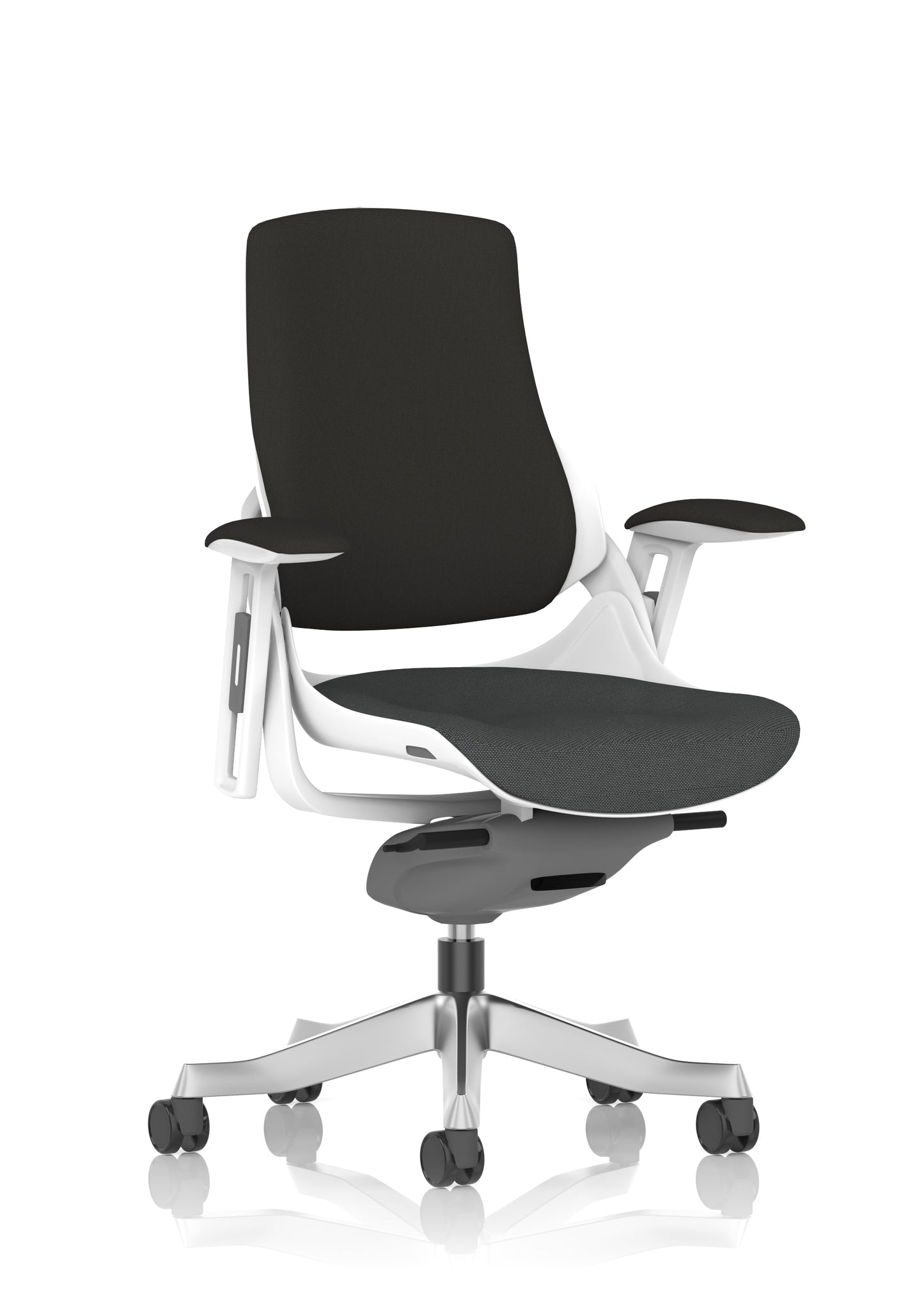 Zure High Back White Shell Fabric Executive Office Chair with Height Adjustable Arms - Multiple Seat Colour Options