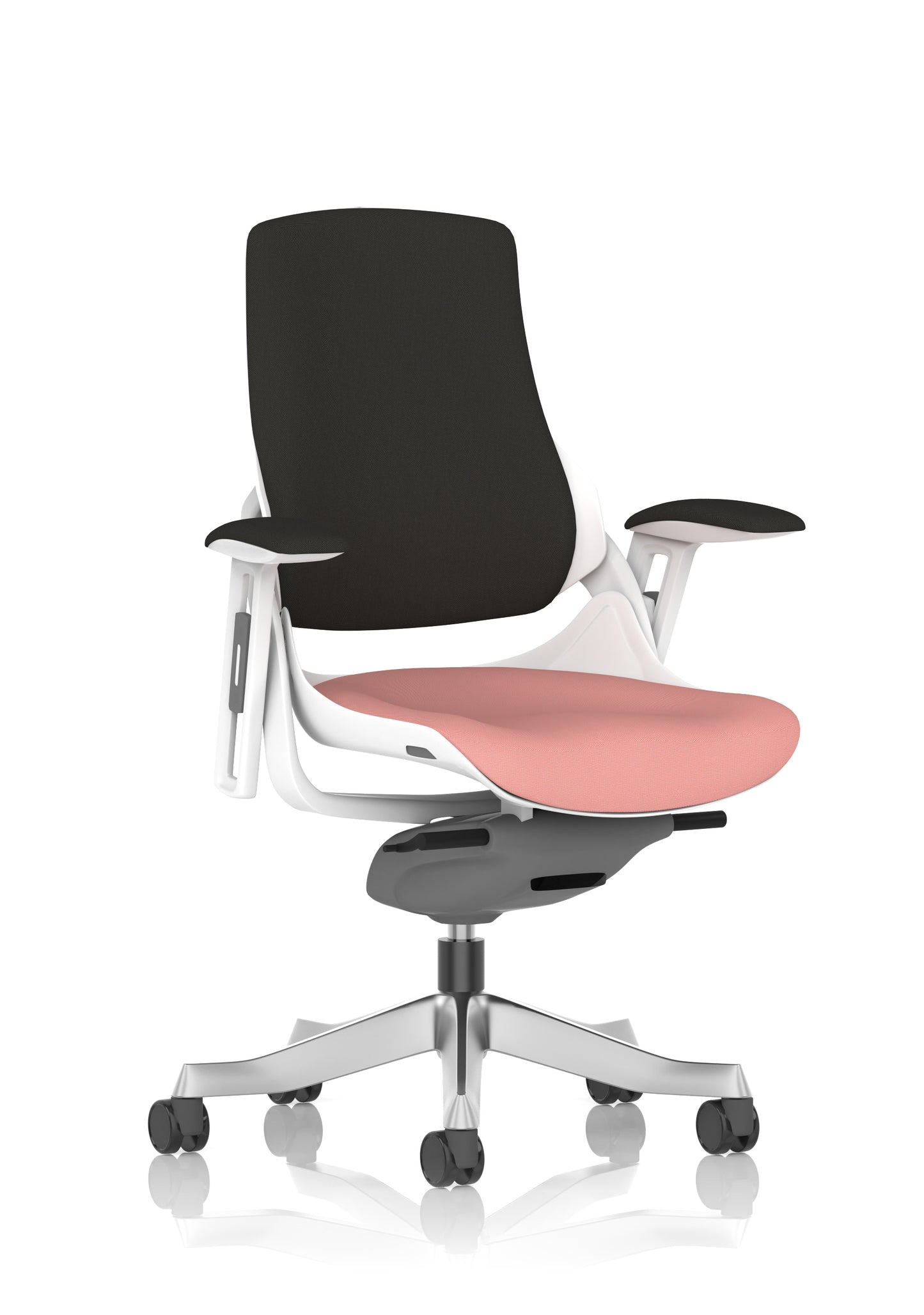 Zure High Back White Shell Fabric Executive Office Chair with Height Adjustable Arms - Multiple Seat Colour Options