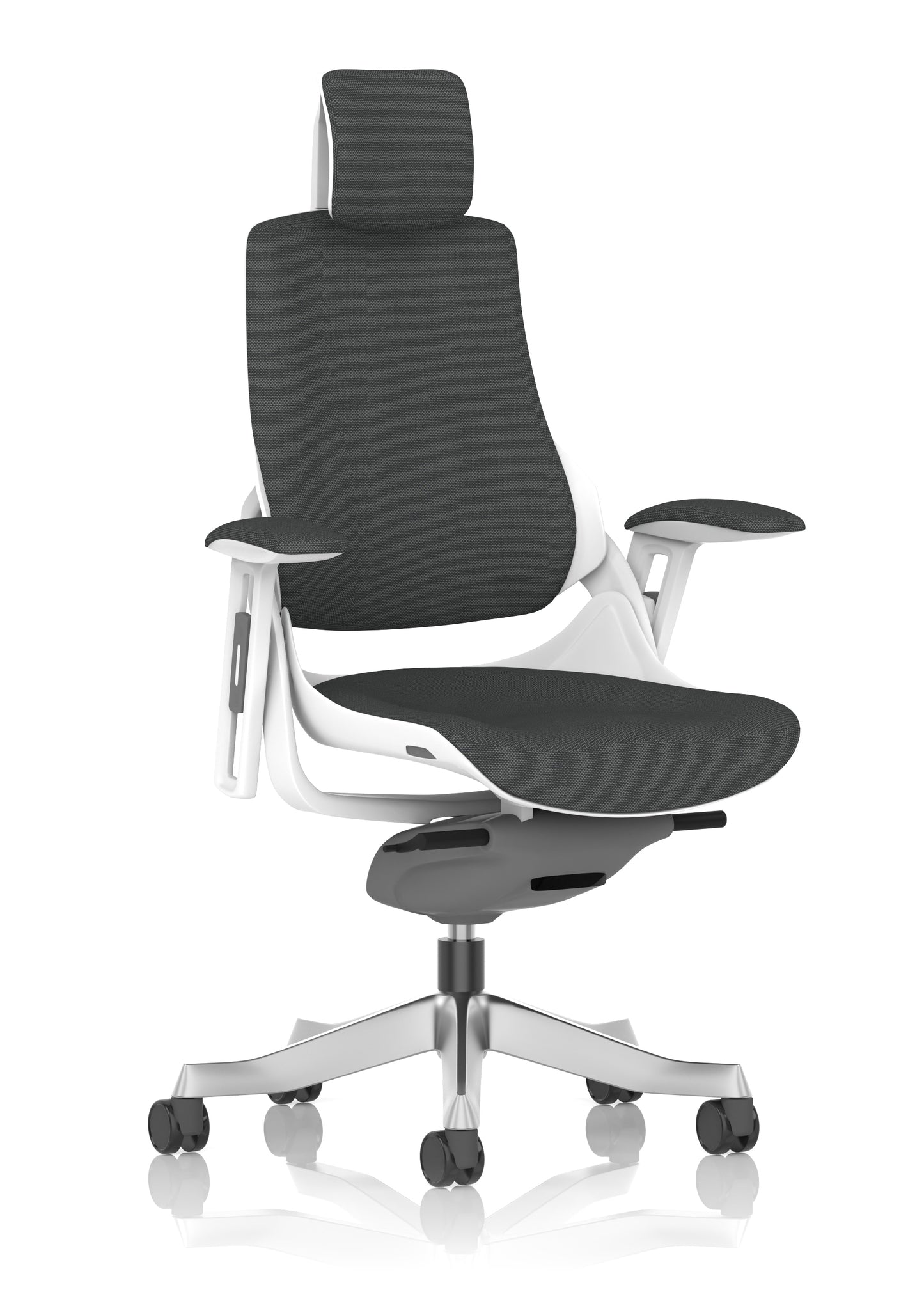 Zure High Back White Shell Fabric Executive Office Chair with Height Adjustable Arms - Multiple Seat Colour Options