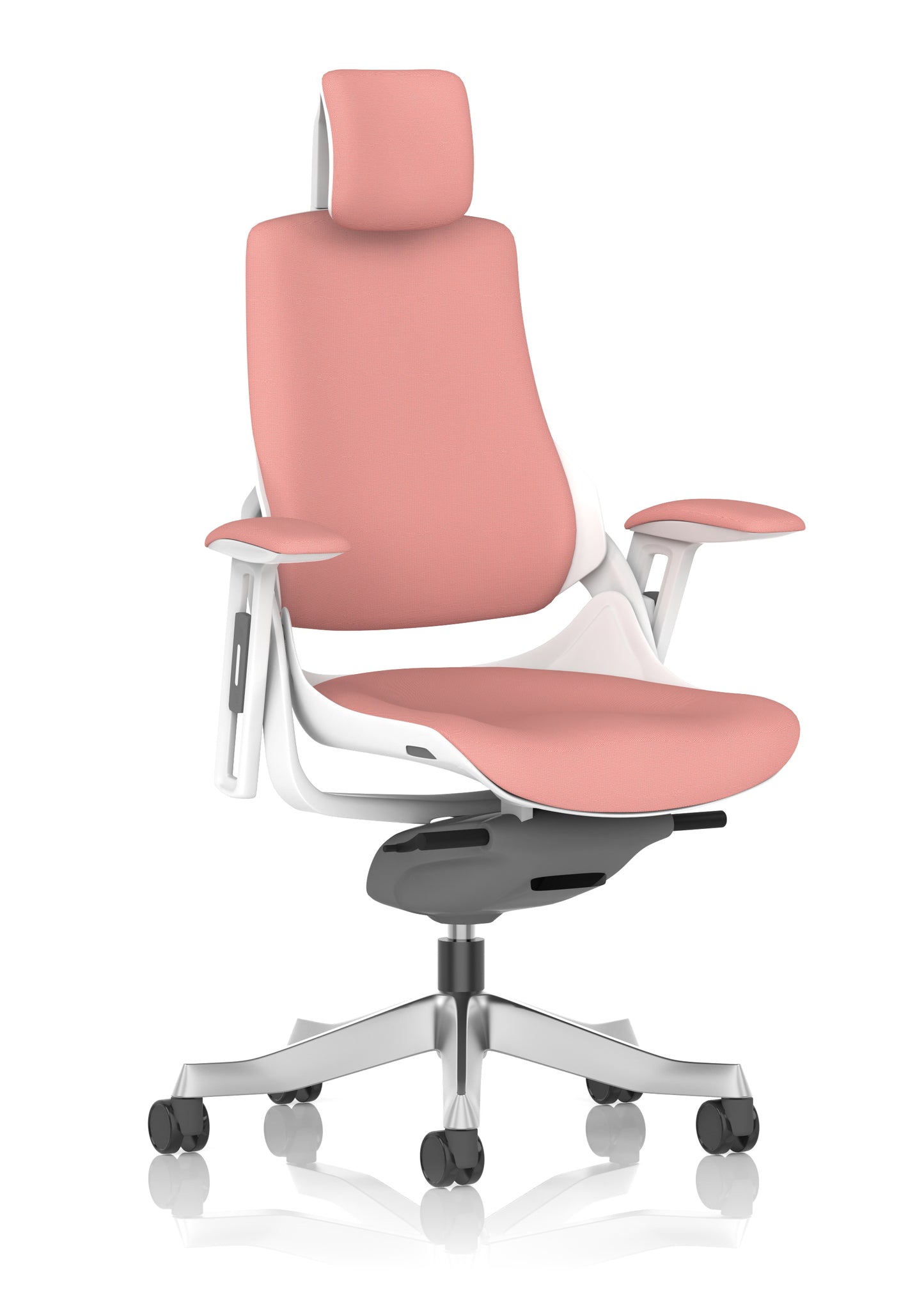 Zure High Back White Shell Fabric Executive Office Chair with Height Adjustable Arms - Multiple Seat Colour Options