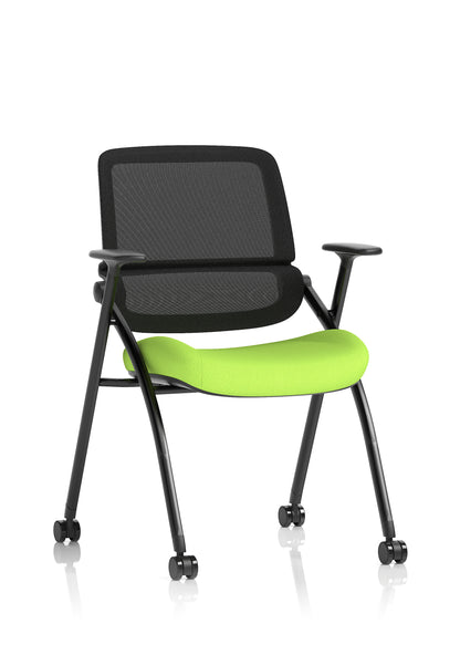 Capra Mesh Back Folding Office Training Chair with Sliding Arms - Optional Writing Tablet - Available in over 20 Colours