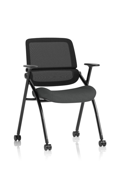 Capra Mesh Back Folding Office Training Chair with Sliding Arms - Optional Writing Tablet - Available in over 20 Colours
