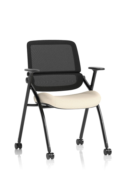 Capra Mesh Back Folding Office Training Chair with Sliding Arms - Optional Writing Tablet - Available in over 20 Colours