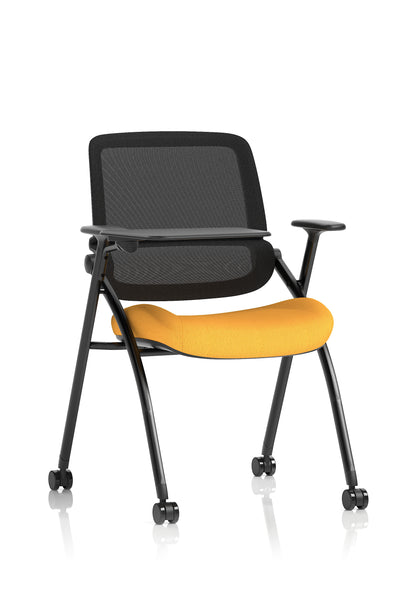 Capra Mesh Back Folding Office Training Chair with Sliding Arms - Optional Writing Tablet - Available in over 20 Colours