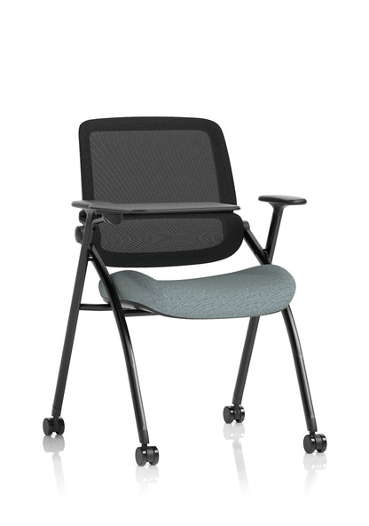 Capra Mesh Back Folding Office Training Chair with Sliding Arms - Optional Writing Tablet - Available in over 20 Colours