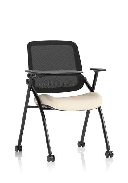 Capra Mesh Back Folding Office Training Chair with Sliding Arms - Optional Writing Tablet - Available in over 20 Colours