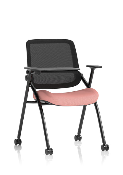 Capra Mesh Back Folding Office Training Chair with Sliding Arms - Optional Writing Tablet - Available in over 20 Colours