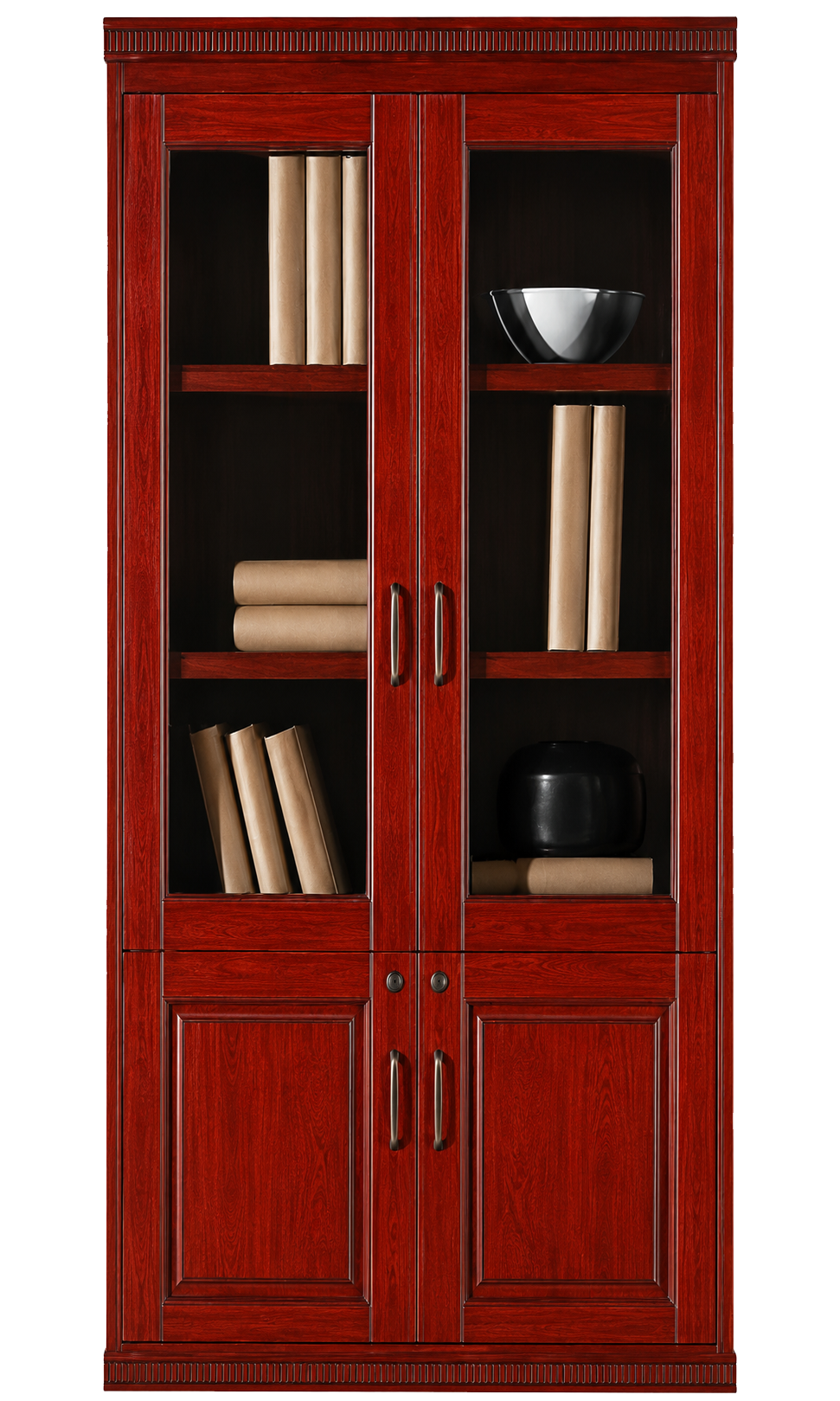 Cherry Rosewood Real Wood Veener Executive Two Door Office Storage Bookcase - 900mm - KM162-2DR