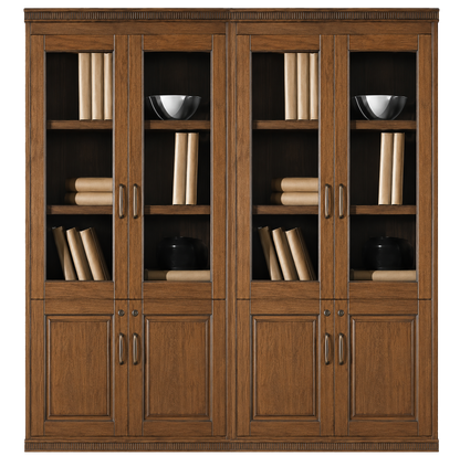 Light Walnut Real Wood Veener Executive Four Door Office Storage Bookcase - 1800mm - KM162-4DR