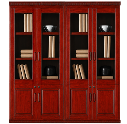 Cherry Rosewood Real Wood Veener Executive Four Door Office Storage Bookcase - 1800mm - KM162-4DR