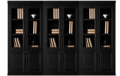 Black Ash Real Wood Veener Executive Six Door Office Storage Bookcase - 2700mm - KM162-6DR