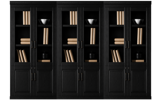 Black Ash Real Wood Veener Executive Six Door Office Storage Bookcase - 2700mm - KM162-6DR