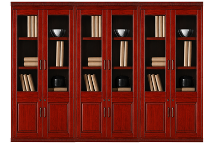 Cherry Rosewood Real Wood Veener Executive Six Door Office Storage Bookcase - 2700mm - KM162-6DR