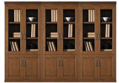 Light Walnut Real Wood Veener Executive Six Door Office Storage Bookcase - 2700mm - KM162-6DR