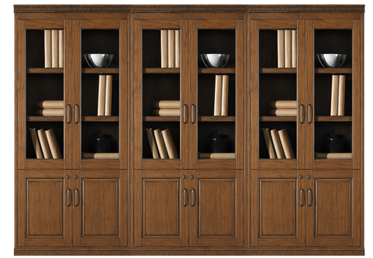 Light Walnut Real Wood Veener Executive Six Door Office Storage Bookcase - 2700mm - KM162-6DR
