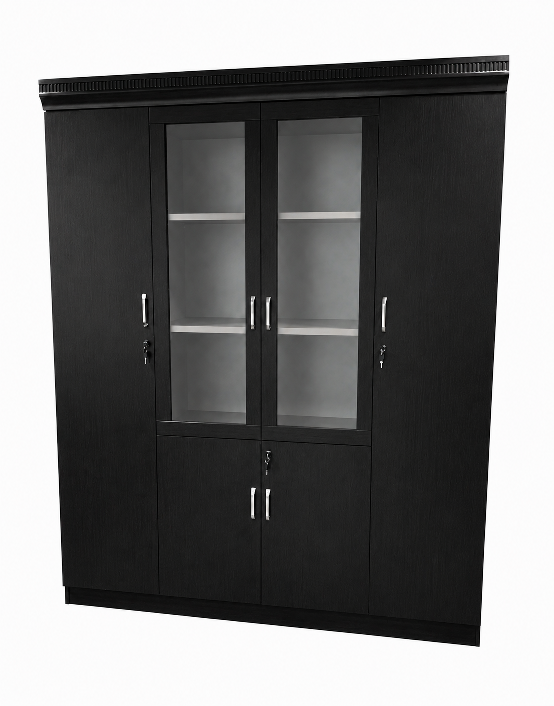 Black Ash Real Wood Veener Executive Four Door Office Storage Bookcase - 1800mm - KM182-4DR