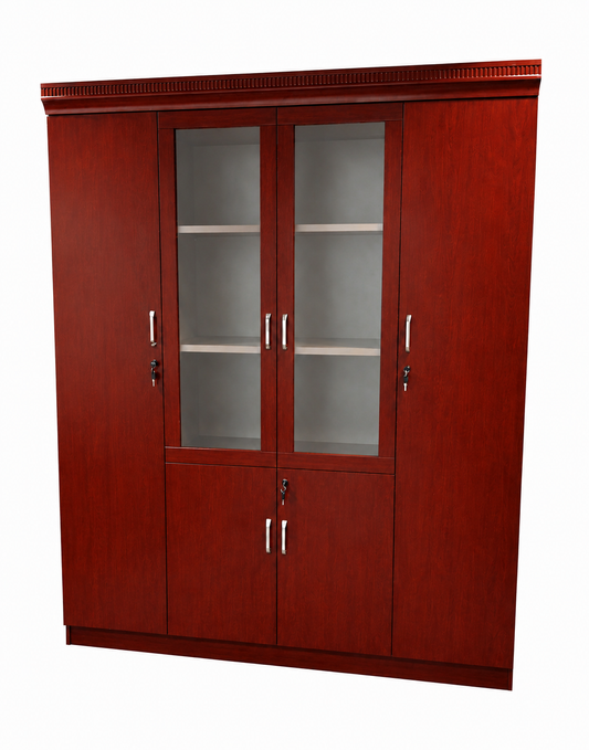 Cherry Rosewood Real Wood Veener Executive Four Door Office Storage Bookcase - 1800mm - KM182-4DR