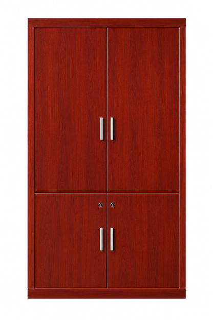 Cherry Rosewood Real Wood Veneer Executive Two Door Bookcase Cupboard - 1200mm - KM5B02