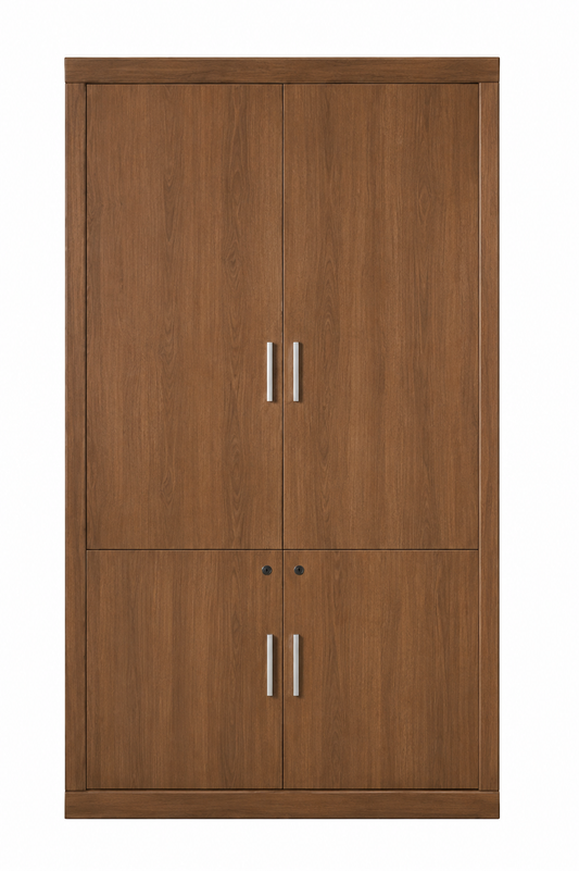 Light Walnut Real Wood Veneer Executive Two Door Bookcase Cupboard - 1200mm - KM5B02