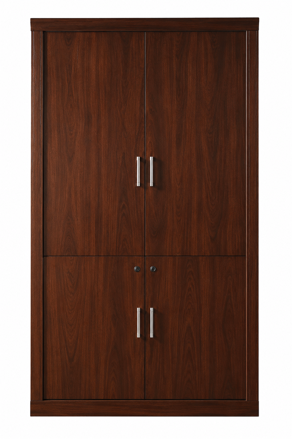 Walnut Real Wood Veneer Executive Two Door Bookcase Cupboard - 1200mm - KM5B02