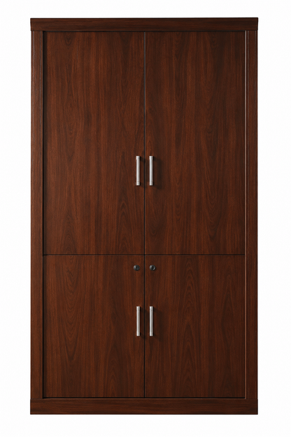 Walnut Real Wood Veneer Executive Two Door Bookcase Cupboard - 1200mm - KM5B02