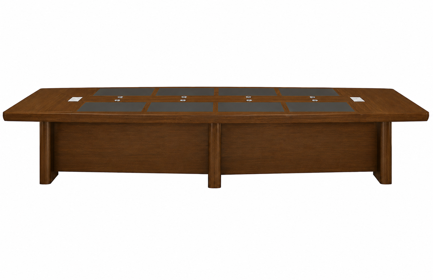 Large Light Walnut Real Wood Veneer Executive Boardroom Table with Integrated Writing Pads - 4600mm to 6000mm - KT2D48