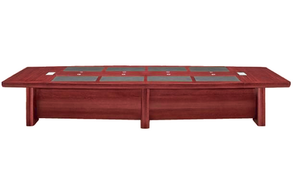Large Cherry Rosewood Real Wood Veneer Executive Boardroom Table with Integrated Writing Pads - 4600mm to 6000mm - KT2D48